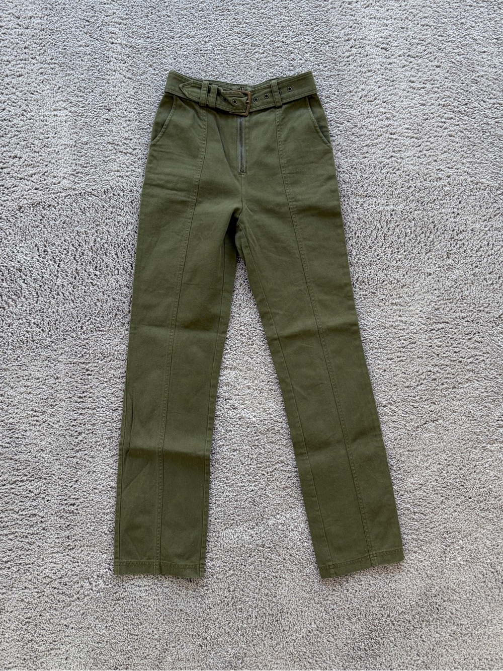 Camila Coelho Ambrosio Green Belted High Waist Pants XXS